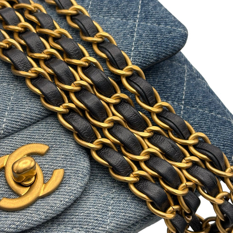 【中古】 CHANEL シャネル MINI MATELASSE CHAIN SHOULDER BAG ミニマトラッセチェーンショルダーバッグ デニム ICチップ(2021年~) ブルー デニム 中古 USED バッグ
