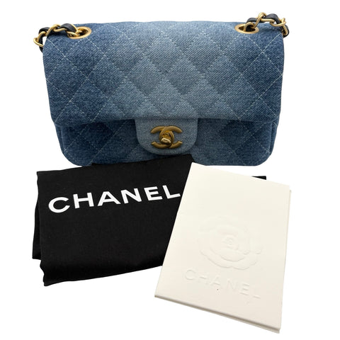 【中古】 CHANEL シャネル MINI MATELASSE CHAIN SHOULDER BAG ミニマトラッセチェーンショルダーバッグ デニム ICチップ(2021年~) ブルー デニム 中古 USED バッグ