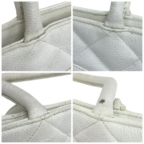 【中古】 CHANEL シャネル 復刻TOTE BAG 復刻トートバッグ トートバッグ 5番台(1994年) ホワイト キャビアスキン 中古 USED バッグ