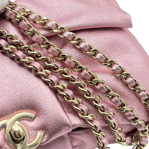 【中古】 CHANEL シャネル RIBBON EVENING BAG リボンイブニングバック ショルダーバッグ ランダム番(2021年～) ピンク ラムスキン 中古 USED バッグ