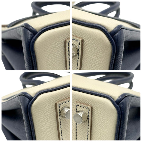 【中古】 Hermes エルメス BIRKIN25 バーキン25 ハンドバッグ A刻(2017年) クレ/ブルー系 エプソン パーソナルオーダー 中古 USED バッグ