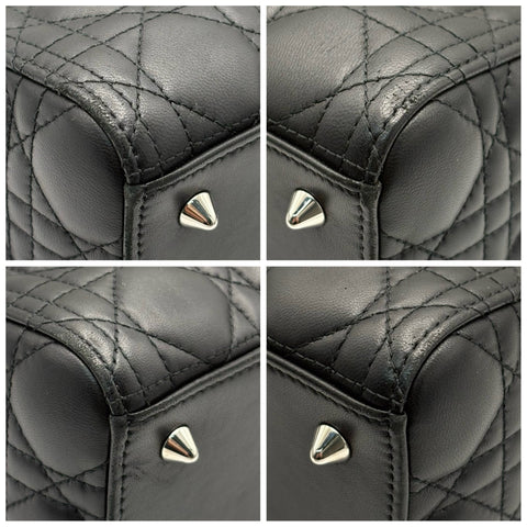 【中古】Christian Dior クリスチャン ディオール LADY DIOR MEDIUM BAG レディディオール ミディアム ハンドバッグ 14-BO-1210(2020年) ブラック ラムスキン 中古 USED バッグ