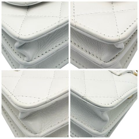 【中古】 CHANEL シャネル ミニフラップ チェーンショルダーバッグ ホワイト ラムスキン ホワイト系 ゴールド金具 ランダム番(2021年～) 中古品