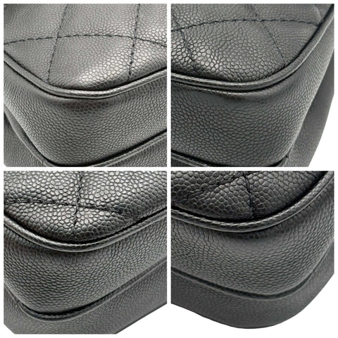 【美品】 CHANEL シャネル MATELASSE SHOULDERBAG マトラッセチェーンショルダーバッグ ショルダーバッグ 25番台(2017-2018年) ブラック キャビアスキン 中古 USED バッグ