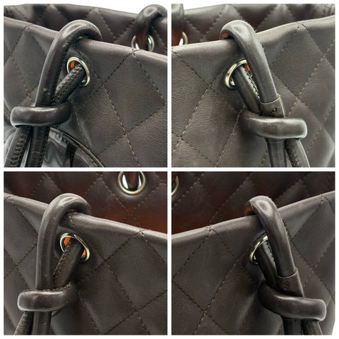 【中古】 CHANEL シャネル CAMBON カンボン トートバッグ 9番台(2004‐2005年) ブラウン レザー 中古 USED バッグ SALE セール