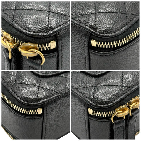 【中古】 CHANEL シャネル LOGO HANDBAG ロゴハンドバッグ ハンドバッグ ICチップ(2021年～) ブラック キャビアスキン 中古 USED バッグ