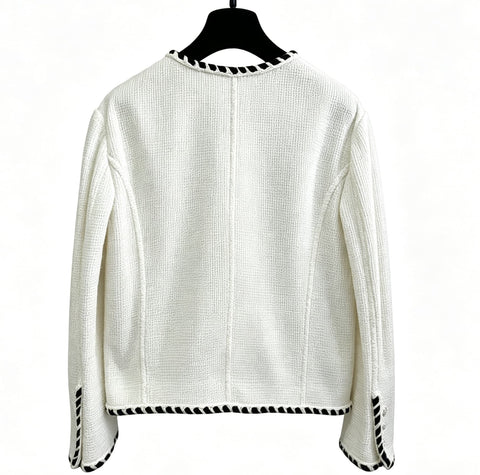 【中古】 CHANEL シャネル JACKET ノーカラーツイードジャケット 42 USED 中古 2021年 CLOTHES 洋服