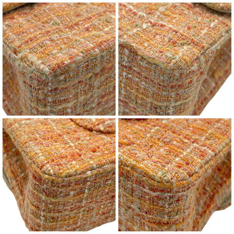【中古】 CHANEL シャネル MATELASSE TWEED W FLAP マトラッセ ツイード ダブルフラップ ショルダーバッグ 10番台(2006年) オレンジ系 ツイード 中古 USED バッグ