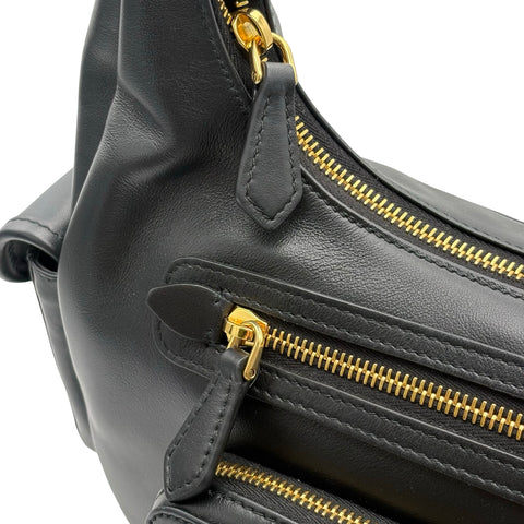 【美品】 miu miu ミュウミュウ miu miu POCKET LEATHER BAG ポケット ナッパレザー バッグ ショルダーバッグ ブラック カーフスキン 未使用 美品 バッグ