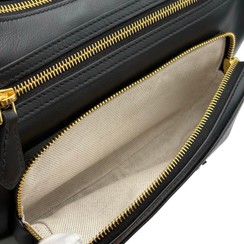 【美品】 miu miu ミュウミュウ miu miu POCKET LEATHER BAG ポケット ナッパレザー バッグ ショルダーバッグ ブラック カーフスキン 未使用 美品 バッグ