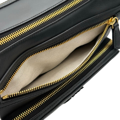 【美品】 miu miu ミュウミュウ miu miu POCKET LEATHER BAG ポケット ナッパレザー バッグ ショルダーバッグ ブラック カーフスキン 未使用 美品 バッグ