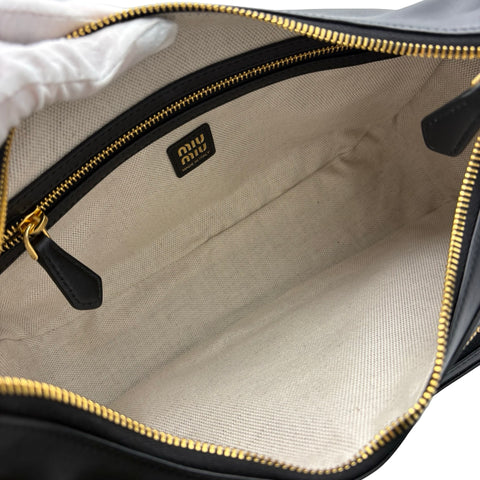 【美品】 miu miu ミュウミュウ miu miu POCKET LEATHER BAG ポケット ナッパレザー バッグ ショルダーバッグ ブラック カーフスキン 未使用 美品 バッグ
