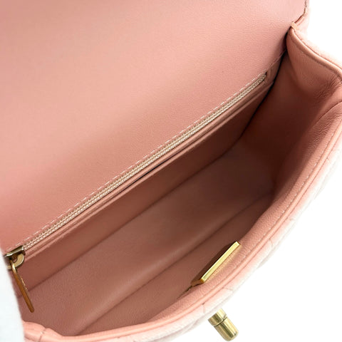 【中古】 CHANEL シャネル MINI MATELASSE ミニマトラッセ チェーンショルダーバッグ ICチップ(2021年~) ピンク ベルベット×レザー 中古 USED バッグ