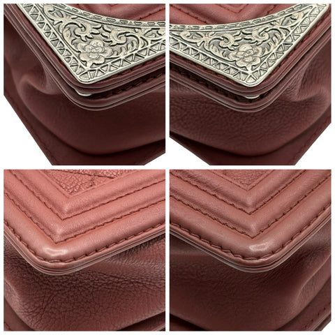 【中古】 CHANEL シャネル BOY CHANEL ボーイシャネル ショルダーバッグ 19番台(2014年) ワイレッド レザー 中古 USED バッグ