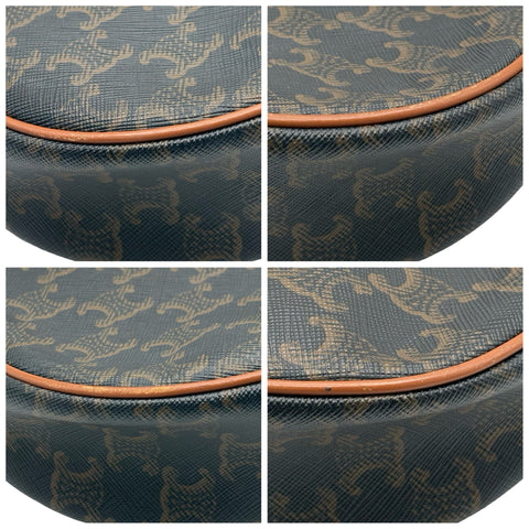 【中古】 CELINE セリーヌ AVA TRIOMPHE アヴァ トリオンフ  ショルダーバッグ ブラウン キャンバス カーフスキン USED USED バッグ