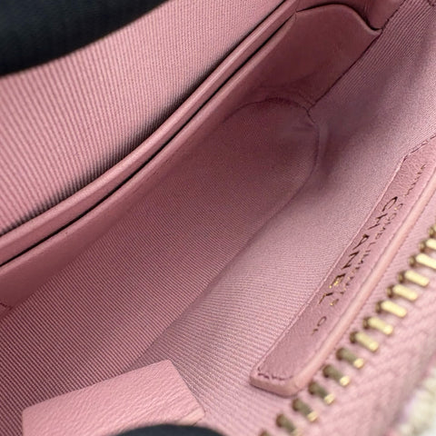 【美品】 CHANEL シャネル MINI SHOULDER BAG ミニショルダーバッグ ランダム番(2021年~) ピンク ツイード 中古 USED バッグ