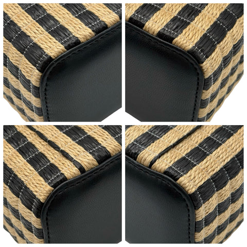【中古】 CHANEL シャネル RAFFIA MINI VANITY BAG ラフィア ミニ バニティ バッグ ショルダーバッグ 30番台(2021年) ベージュ/ブラック ラフィア/ブラック 中古 USED バッグ