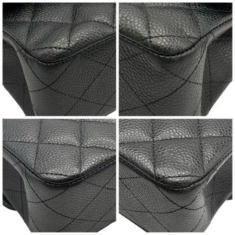 【中古】 CHANEL シャネル MATELASSE 25 BAG マトラッセ 25 ダブルフラップ ショルダーバッグ 26番台(2018年) ブラック キャビアスキン 中古 USED バッグ