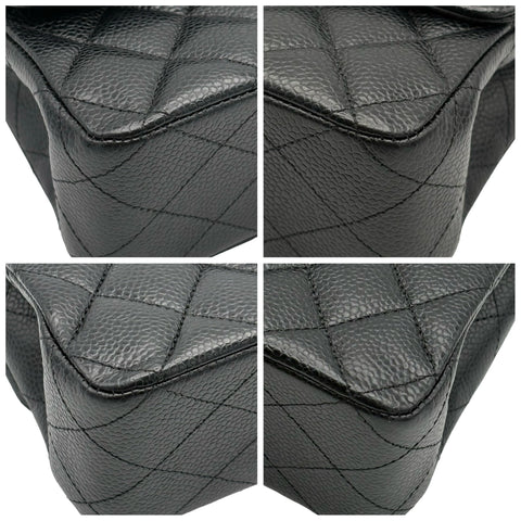 【中古】 CHANEL シャネル MATELASSE マトラッセ ダブルフラップ チェーンショルダー 18番台(2014年) ブラック キャビアスキン 中古 USED バッグ