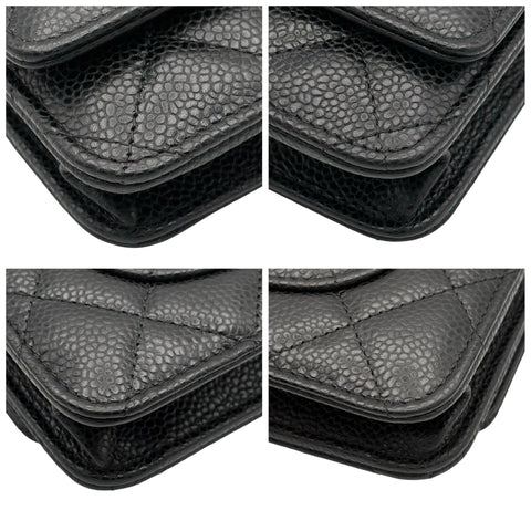 【美品】 CHANEL シャネル CHAIN WALLET チェーンウォレット ショルダーバッグ 27番台(2018~2019年) ブラック キャビアスキン 中古 USED バッグ