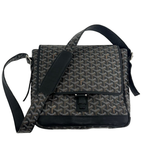 【中古】 GOYARD ゴヤール GRAN BLUE MM グランブルーＭＭ ショルダーバッグ ブラック PVC×レザー 中古 USED バッグ