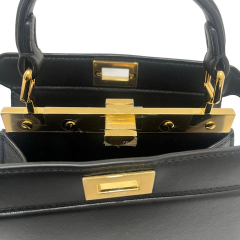 【中古】 FENDI フェンディ ピーカブーISeeUプチ BLACK カーフレザー ショルダーバッグ ハンドバッグ USED バッグ