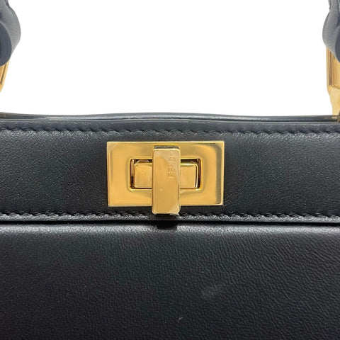 【中古】 FENDI フェンディ ピーカブーISeeUプチ BLACK カーフレザー ショルダーバッグ ハンドバッグ USED バッグ