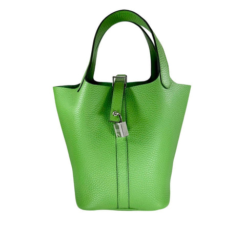 [Brand new] Hermès Picotin Lock PM Vert Yucca Taurillon Clemence Silver hardware B engraved (2023) Brand bag Handbag Bag New Women's (HERMES, PICOTIN LOCK PM, VERT YUCCA, Taurillon Clemence, silver, handbag, new)