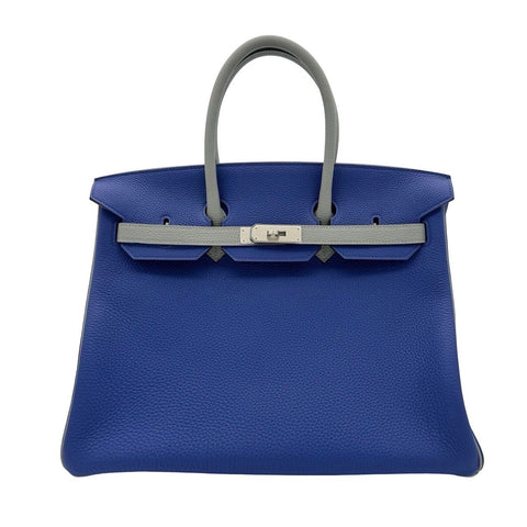 [Used] Hermès Birkin 35 Blue Electric Grimoire Togo Silver hardware A stamp (2017) Brand bag Handbag Bag Used Women's (HERMES, BIRKIN35, BLUE ELECTRIC, GRIS MOUETTE, Togo, silver, handbag, used)