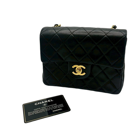 【中古】 CHANEL シャネル VINTAGE MINI MATELASSE ヴィンテージミニマトラッセ ショルダーバッグ 1番台(1990年) ブラック ラムスキン ヴィンテージ 中古 USED バッグ