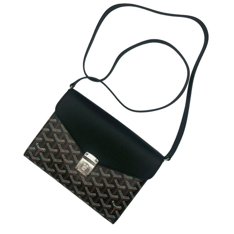 【美品】 GOYARD ゴヤール Chypre Wallet-Pouch シープルポーチウォレット ショルダーバッグ ブラック PVC×レザー 中古 USED バッグ