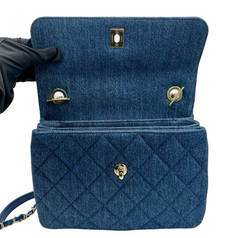 【中古】 CHANEL シャネル DENIM HANDLEBAG デニムハンドルバッグ ショルダーバッグ 25番台(2017-2018年) ブルー デニム 中古 USED バッグ