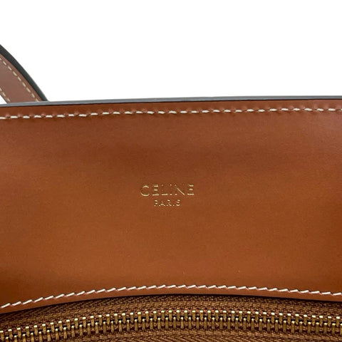 【美品】 CELINE セリーヌ SMALL VERTICAL CABAS スモール バーティカル カバ ショルダーバッグ トートバッグ ブラウン/ベージュ カーフ/キャンバス 中古 USED バッグ