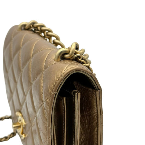 [Used] CHANEL 2-way chain shoulder handbag, gold, calfskin, caviar skin, gold-colored, gold hardware, 28 series (2019-2020), brand bag, used, women's (CHANEL, 2-way, chain, shourderbag, handbag, calfskin, caviaskin, gold, bag, used)