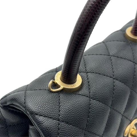 【中古】 CHANEL シャネル マトラッセ ココハンドル 2way ショルダーバッグ ブラック キャビアスキン ブラック系 ゴールド金具 29番台(2020年) ブランドバッグ ハンドバッグ 中古品 (CHANEL,materasse,cocohandle,black,caviaskin,gold,handbag,shourderbag,used)