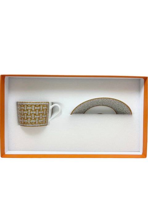 [Brand new, unused] Hermes MOSAIQUE AU24 cup and saucer set, porcelain cup, Hermes cup, tableware, present, gift