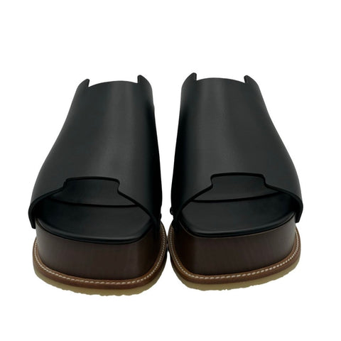 [Brand new] Hermès Ellipse Slide Sandal Black Brown Leather Size 37 Brand Accessories Fashion Brand new (Hermès, ellipse, slidesandal, leather, black, brown, new)