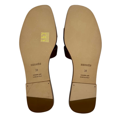 [Brand new] Hermès Oran Brown Calfskin Sandals Size 38 Brand Accessories Fashion Brand new (Hermès, oran, sandals, calfskin, brown, new)