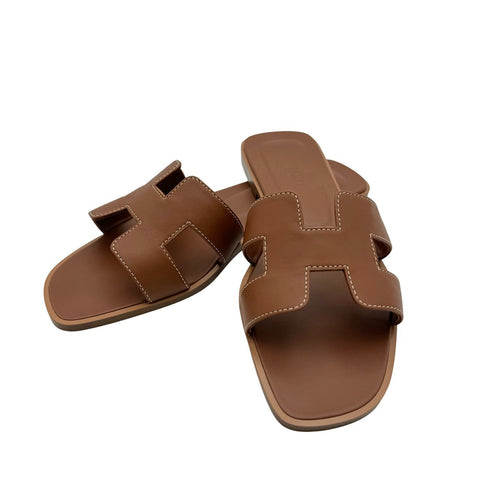 [Brand new] Hermès Oran Brown Calfskin Sandals Size 38 Brand Accessories Fashion Brand new (Hermès, oran, sandals, calfskin, brown, new)