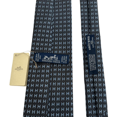 [Brand new, unused] Hermès necktie, 100% silk, navy, men's, gift