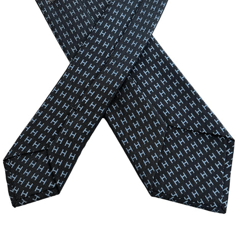 [Brand new, unused] Hermes necktie, 100% silk, navy blue, men's, gift