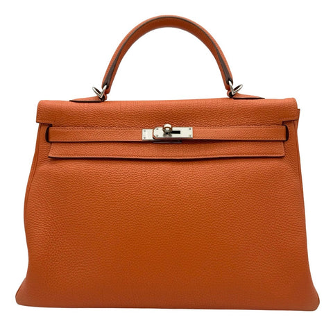 【中古】 Hermes エルメス ケリー35 オレンジ トゴ シルバー金具 □O刻(2011年) ブランドバッグ ハンドバッグ ショルダーバッグ 中古品 レディース (HERMES,KELLY35,Orange,Togo,silver,handbag,shoulderbag,used)