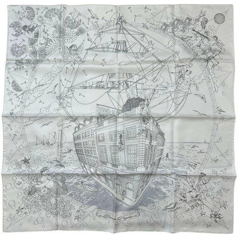 [Brand new, unused] Hermès SCARF Carré 90 "Hermes Flagship" H004091S16 100% silk, women's, gift, present