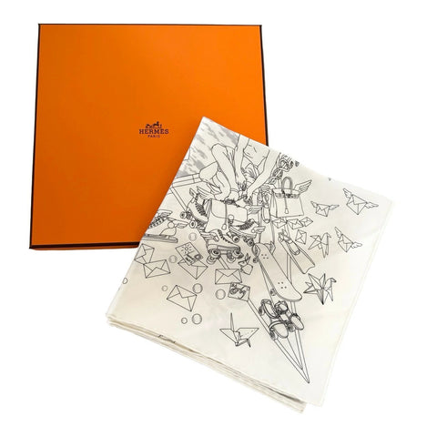 [Brand new, unused] Hermès SCARF Carré 90 "Hermes Flagship" H004091S16 100% silk, women's, gift, present