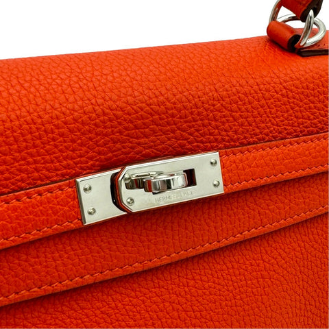 [Used] Hermès Kelly 25 Rouge pivoine Red Togo Silver hardware R engraved (2014) Brand bag Handbag Shoulder bag Used Women's (HERMES, KELLY25, Rouge pivoine, Togo, silver, handbag, shoulderbag, used)