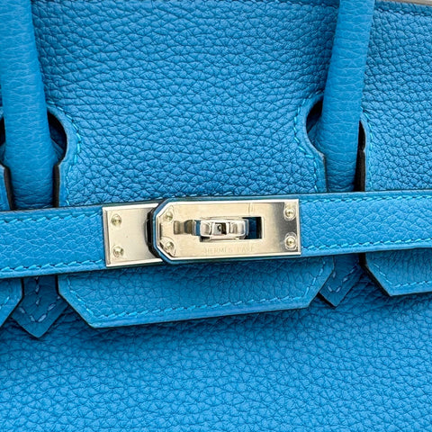 【中古】 Hermes エルメス  バーキン25  ブルー系 トゴ シルバー金具 A刻(2017年) ブランドバッグ ハンドバッグ バッグ  中古品 レディース (HERMES,BIRKIN25,Blue zellige,Togo,shilver,handbag,used)