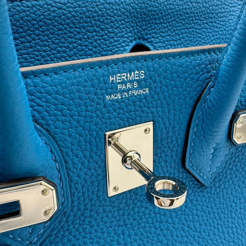 【中古】 Hermes エルメス  バーキン25  ブルー系 トゴ シルバー金具 A刻(2017年) ブランドバッグ ハンドバッグ バッグ  中古品 レディース (HERMES,BIRKIN25,Blue zellige,Togo,shilver,handbag,used)