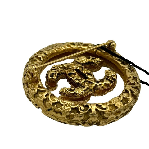 [Used] CHANEL Cocomark lava circle brooch GP gold hardware 93A (1993) Brand accessory brooch Used (CHANEL, cocomark, lava, circle, brooch, gold, used)