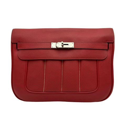 [Used] Hermès Berlin 28 Red Swift Red-based Silver hardware T engraved (2015) Brand bag Handbag Shoulder bag Used Women's (HERMES, BERLINE28, Red, Swift, silver, Shoulderbag, used)