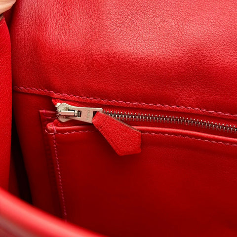 [Used] Hermès Berlin 28 Red Swift Red-based Silver hardware T engraved (2015) Brand bag Handbag Shoulder bag Used Women's (HERMES, BERLINE28, Red, Swift, silver, Shoulderbag, used)